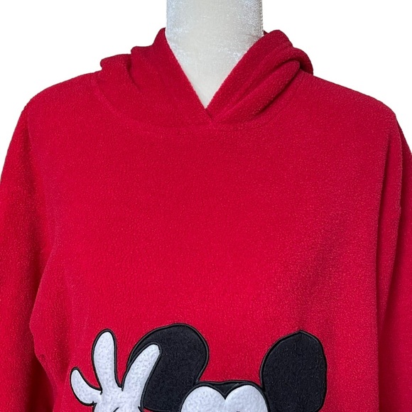 Vintage Disney Mickey Unlimited Red Fleece Hoodie Size M Mickey Mouse Cozy - Picture 2 of 7